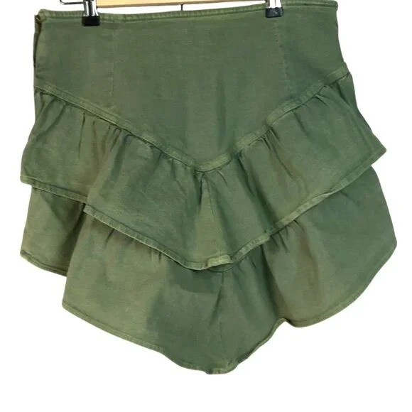 Mother The Ruffle Green Layered Asymmetric Mini Skirt Women's Size 31 - Picture 10 of 11
